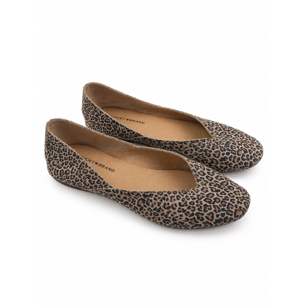 Lucky Brand Vintage Alba Leopard Print Leather Ballet Flats Women's Size 9M
